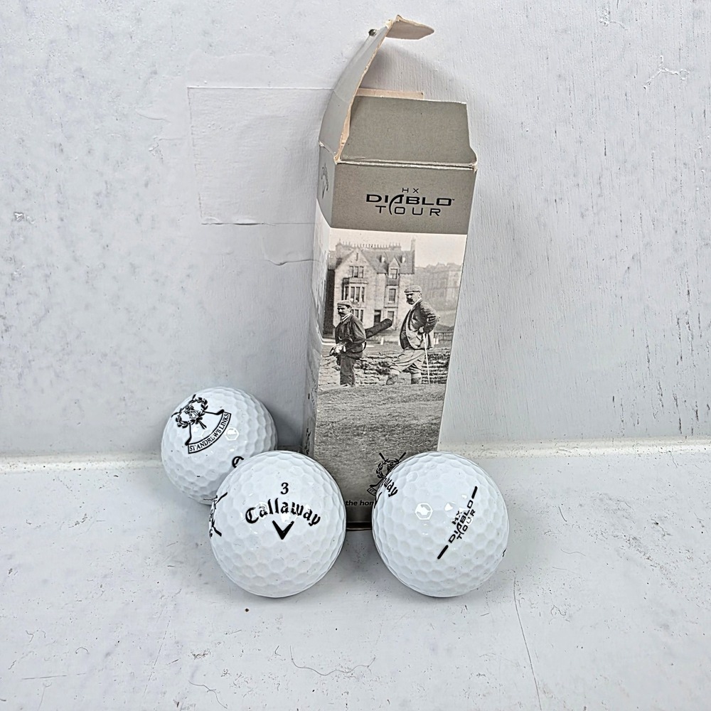 St. Andrews Links Scotland HX Diablo Tour Callaway Set of 3 Golf Balls NOS